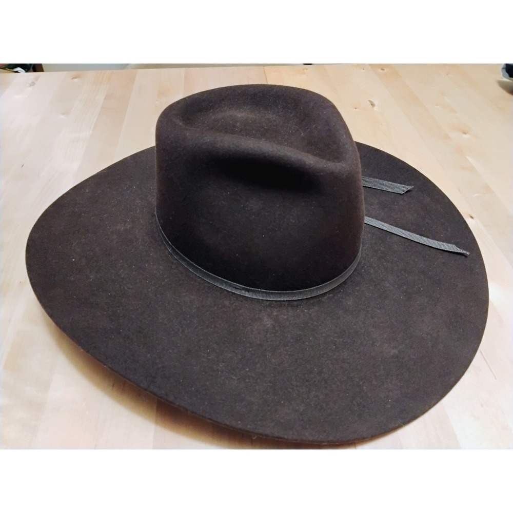 Serratelli Cowboy Hat Cattleman 6X Beaver Felt Black USA Size 6.5 Long Oval NEW